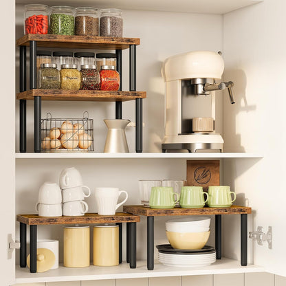 Cabinet Organizer Shelf, kitchen countertop organizer, Kitchen Storage, Spice Rack for cabinet, Stackable, Expandable, for Countertop,kitchen,cabinet, White and Natural WN15TL01