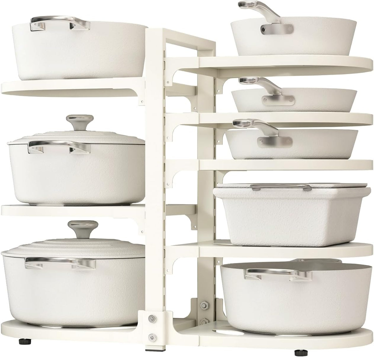 Adjustable Heavy Duty Pots and Pans Organizer Under Cabinet, 8-Tier Pot and Pan Organizers Inside Cabinet, Kitchen Cabinet Organizers and Storage, Black
