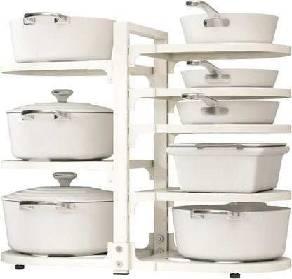 Adjustable Heavy Duty Pots and Pans Organizer Under Cabinet, 8-Tier Pot and Pan Organizers Inside Cabinet, Kitchen Cabinet Organizers and Storage, Black