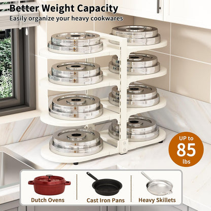 Adjustable Heavy Duty Pots and Pans Organizer Under Cabinet, 8-Tier Pot and Pan Organizers Inside Cabinet, Kitchen Cabinet Organizers and Storage, Black