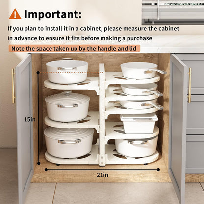 Adjustable Heavy Duty Pots and Pans Organizer Under Cabinet, 8-Tier Pot and Pan Organizers Inside Cabinet, Kitchen Cabinet Organizers and Storage, Black