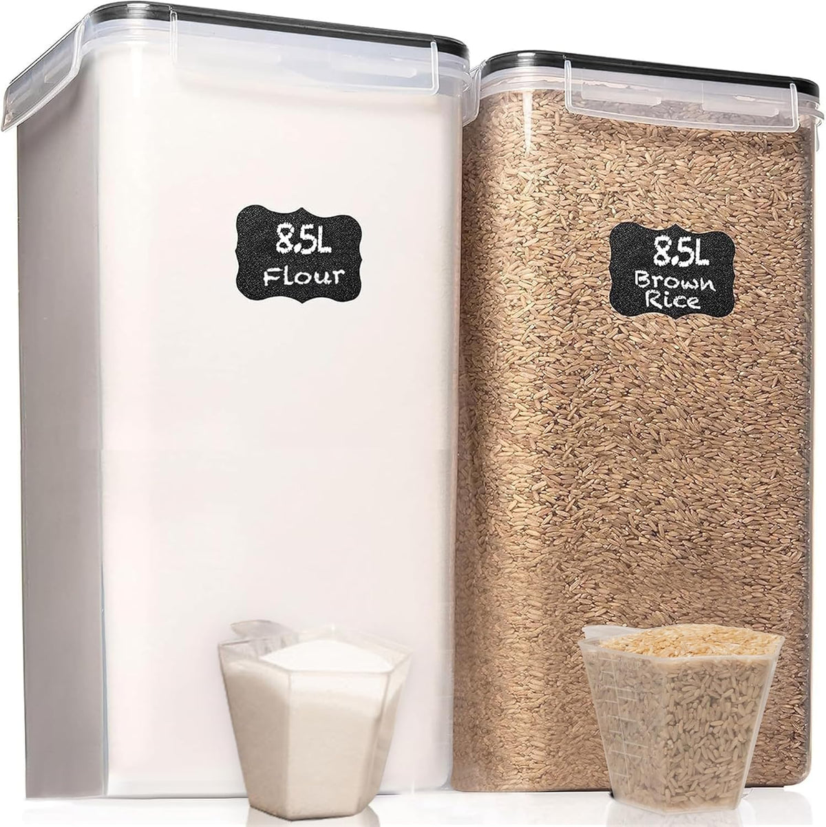 2 PC (8.5L/ 287 Oz) Extra Large Flour Sugar Storage Containers with Lids | BPA Free Airtight Food Storage Containers - Cereal Rice Canisters Sets for Kitchen & Pantry Organization and Baking Supplies