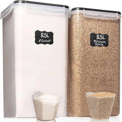 2 PC (8.5L/ 287 Oz) Extra Large Flour Sugar Storage Containers with Lids | BPA Free Airtight Food Storage Containers - Cereal Rice Canisters Sets for Kitchen & Pantry Organization and Baking Supplies