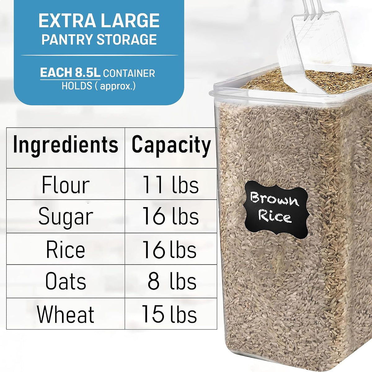 2 PC (8.5L/ 287 Oz) Extra Large Flour Sugar Storage Containers with Lids | BPA Free Airtight Food Storage Containers - Cereal Rice Canisters Sets for Kitchen & Pantry Organization and Baking Supplies