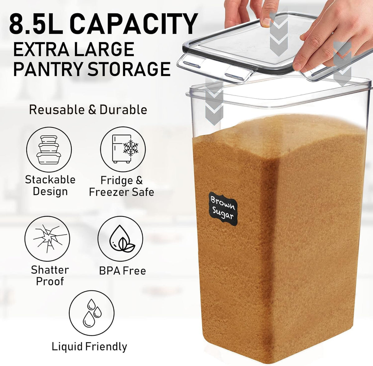 2 PC (8.5L/ 287 Oz) Extra Large Flour Sugar Storage Containers with Lids | BPA Free Airtight Food Storage Containers - Cereal Rice Canisters Sets for Kitchen & Pantry Organization and Baking Supplies