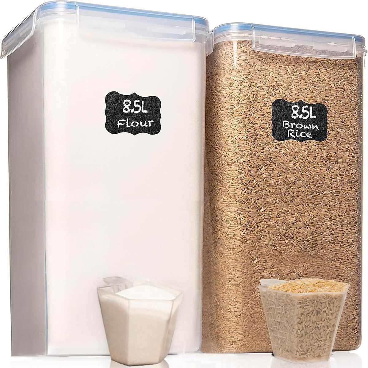 2 PC (8.5L/ 287 Oz) Extra Large Flour Sugar Storage Containers with Lids | BPA Free Airtight Food Storage Containers - Cereal Rice Canisters Sets for Kitchen & Pantry Organization and Baking Supplies