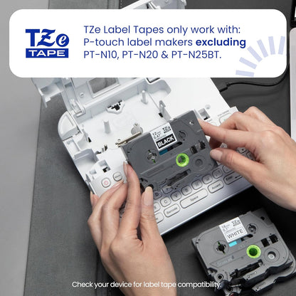 Genuine TZe231-1/2 2PK Black Print on White Label Tape. Each: 0.47 in x 26.2 ft Total: 0.47 in x 52.4 ft