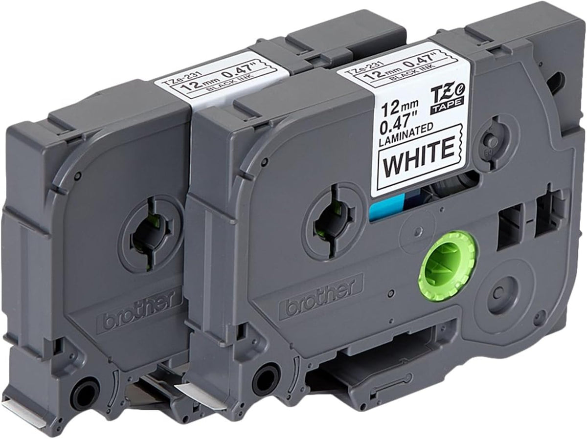 Genuine TZe231-1/2 2PK Black Print on White Label Tape. Each: 0.47 in x 26.2 ft Total: 0.47 in x 52.4 ft