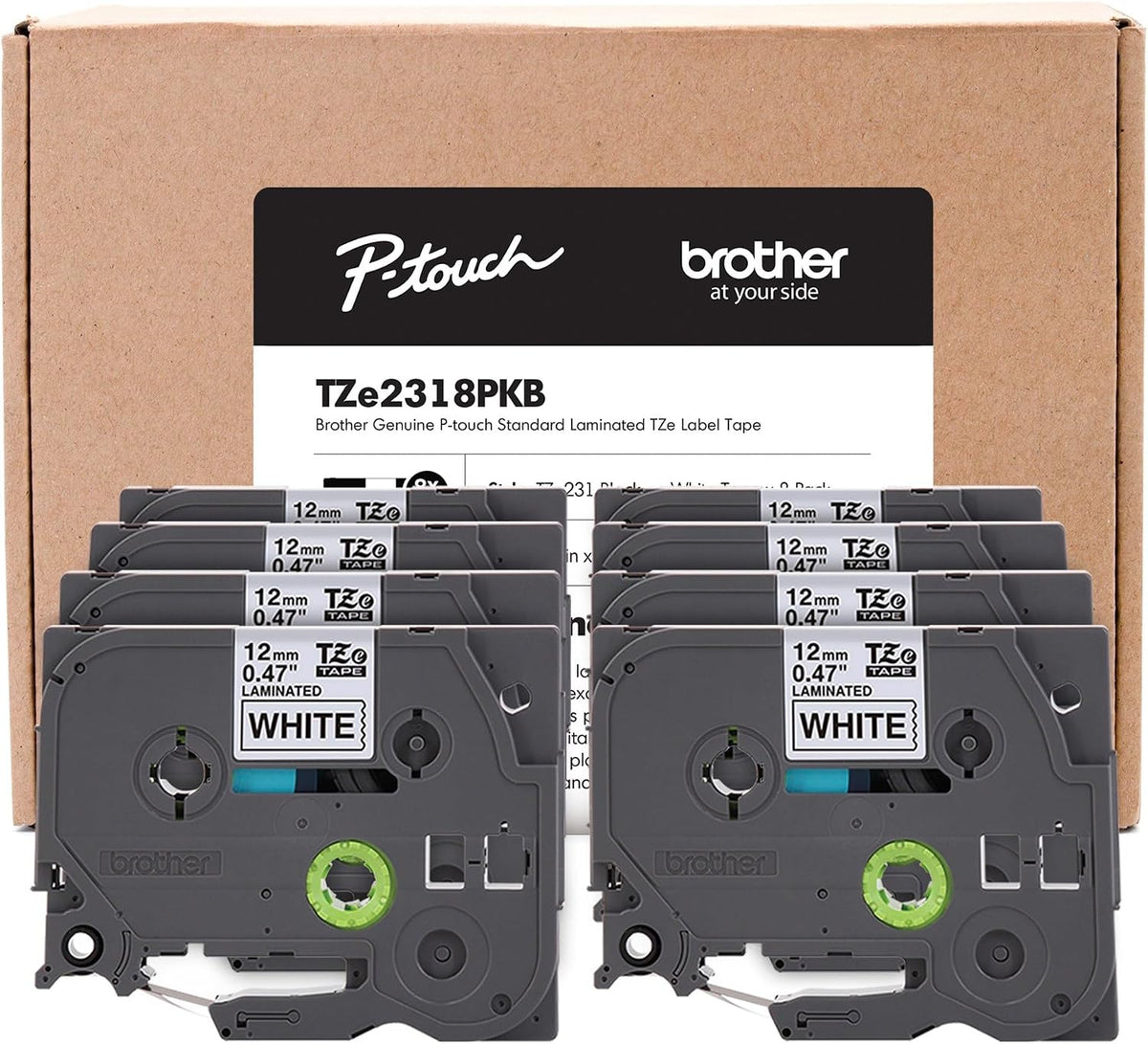 Genuine TZe231-1/2 2PK Black Print on White Label Tape. Each: 0.47 in x 26.2 ft Total: 0.47 in x 52.4 ft