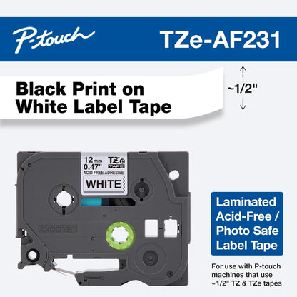 Genuine TZe231-1/2 2PK Black Print on White Label Tape. Each: 0.47 in x 26.2 ft Total: 0.47 in x 52.4 ft