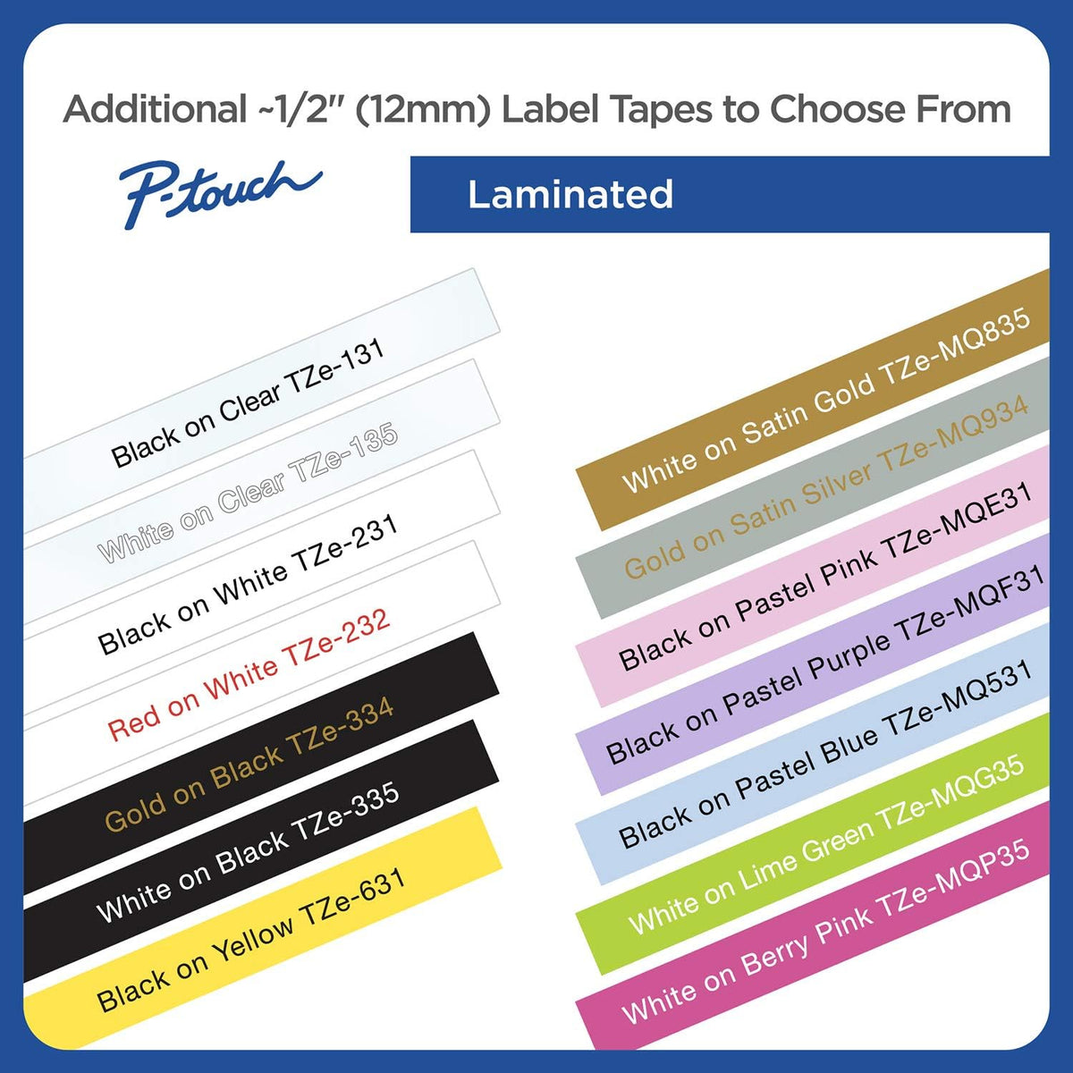 Genuine TZe231-1/2 2PK Black Print on White Label Tape. Each: 0.47 in x 26.2 ft Total: 0.47 in x 52.4 ft