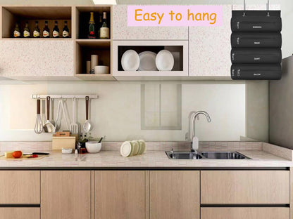 Zipper Bag Organizer Compatible with Gallon, Quart, Sandwich & Snack Food Storage Bag, Kitchen Plastic Bag Storage Organizer for Kitchen RV Camper (Black)