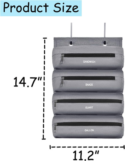 Zipper Bag Organizer Compatible with Gallon, Quart, Sandwich & Snack Food Storage Bag, Kitchen Plastic Bag Storage Organizer for Kitchen RV Camper (Black)