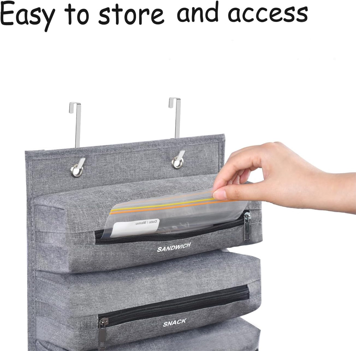 Zipper Bag Organizer Compatible with Gallon, Quart, Sandwich & Snack Food Storage Bag, Kitchen Plastic Bag Storage Organizer for Kitchen RV Camper (Black)
