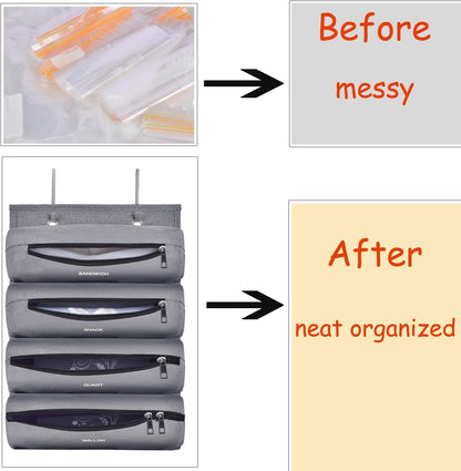 Zipper Bag Organizer Compatible with Gallon, Quart, Sandwich & Snack Food Storage Bag, Kitchen Plastic Bag Storage Organizer for Kitchen RV Camper (Black)