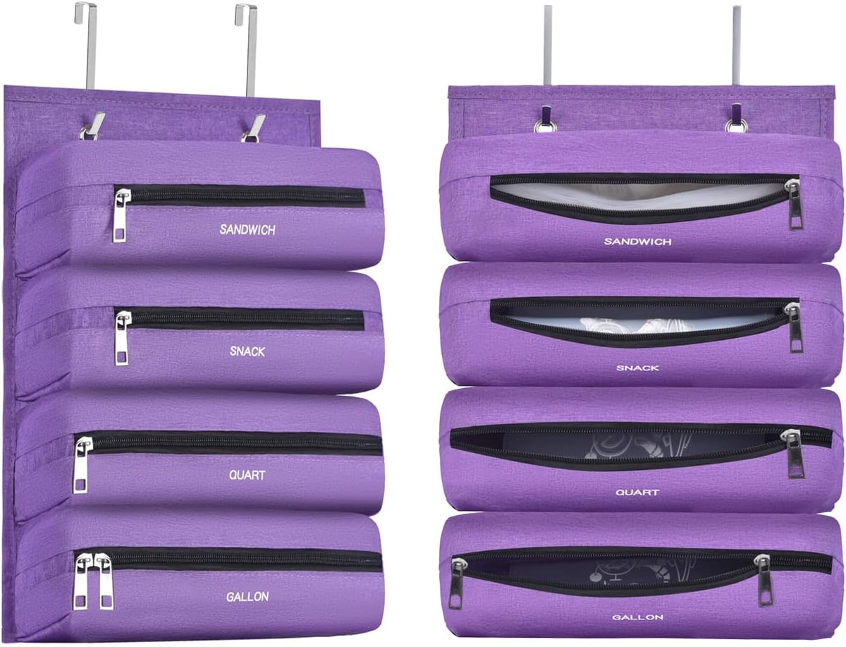 Zipper Bag Organizer Compatible with Gallon, Quart, Sandwich & Snack Food Storage Bag, Kitchen Plastic Bag Storage Organizer for Kitchen RV Camper (Black)
