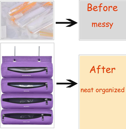 Zipper Bag Organizer Compatible with Gallon, Quart, Sandwich & Snack Food Storage Bag, Kitchen Plastic Bag Storage Organizer for Kitchen RV Camper (Black)