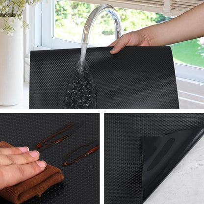 Shelf Liner Non Adhensive,Kitchen Cabinet Drawer Mat Black 11.8"× 59"