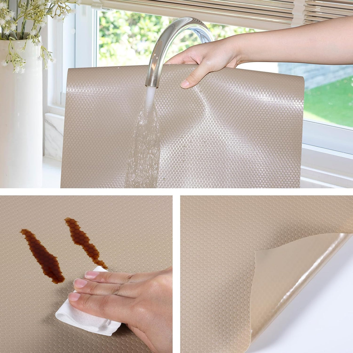 Shelf Liner Non Adhensive,Kitchen Cabinet Drawer Mat Black 11.8"× 59"