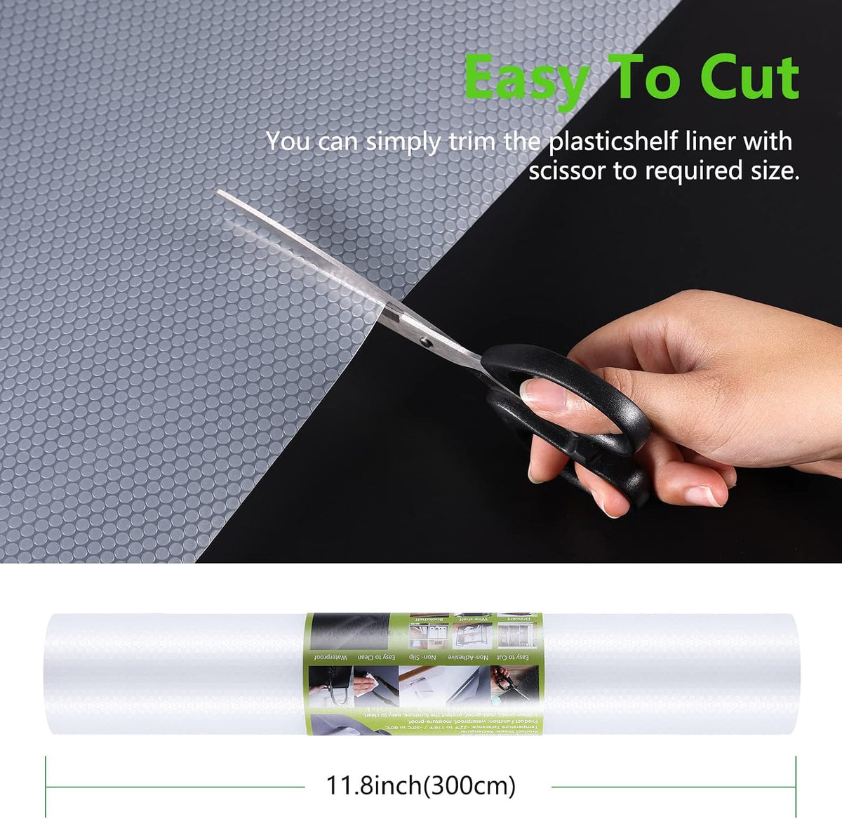 Shelf Liner Non Adhensive,Kitchen Cabinet Drawer Mat Black 11.8"× 59"