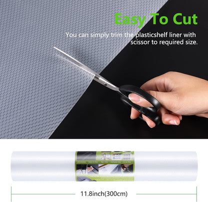 Shelf Liner Non Adhensive,Kitchen Cabinet Drawer Mat Black 11.8"× 59"