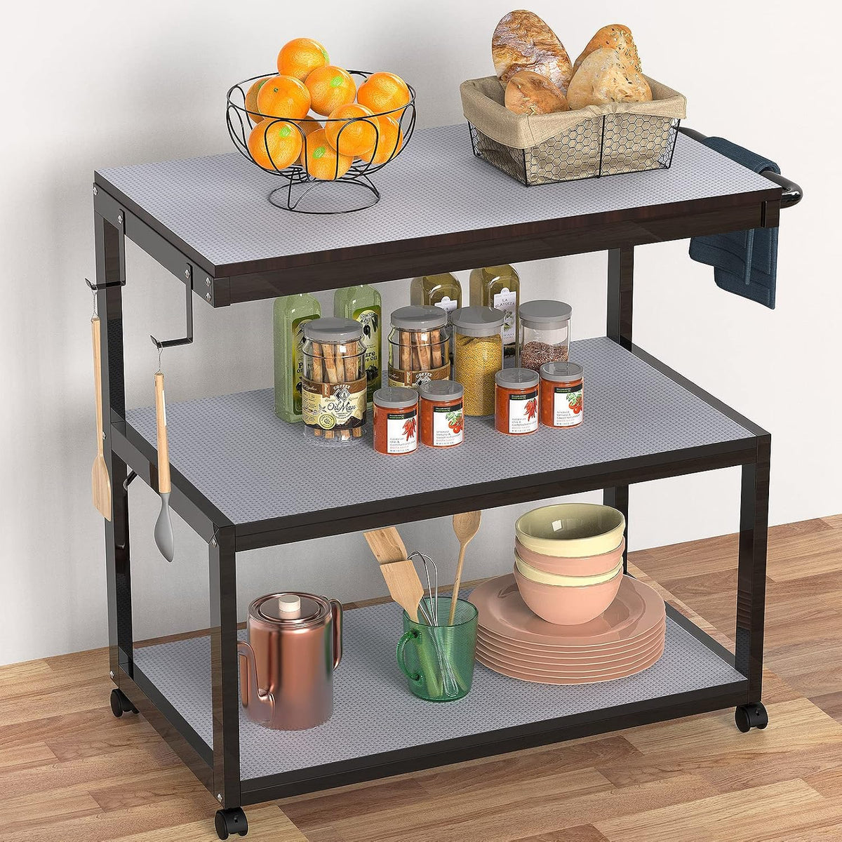 Shelf Liner Non Adhensive,Kitchen Cabinet Drawer Mat Black 11.8"× 59"