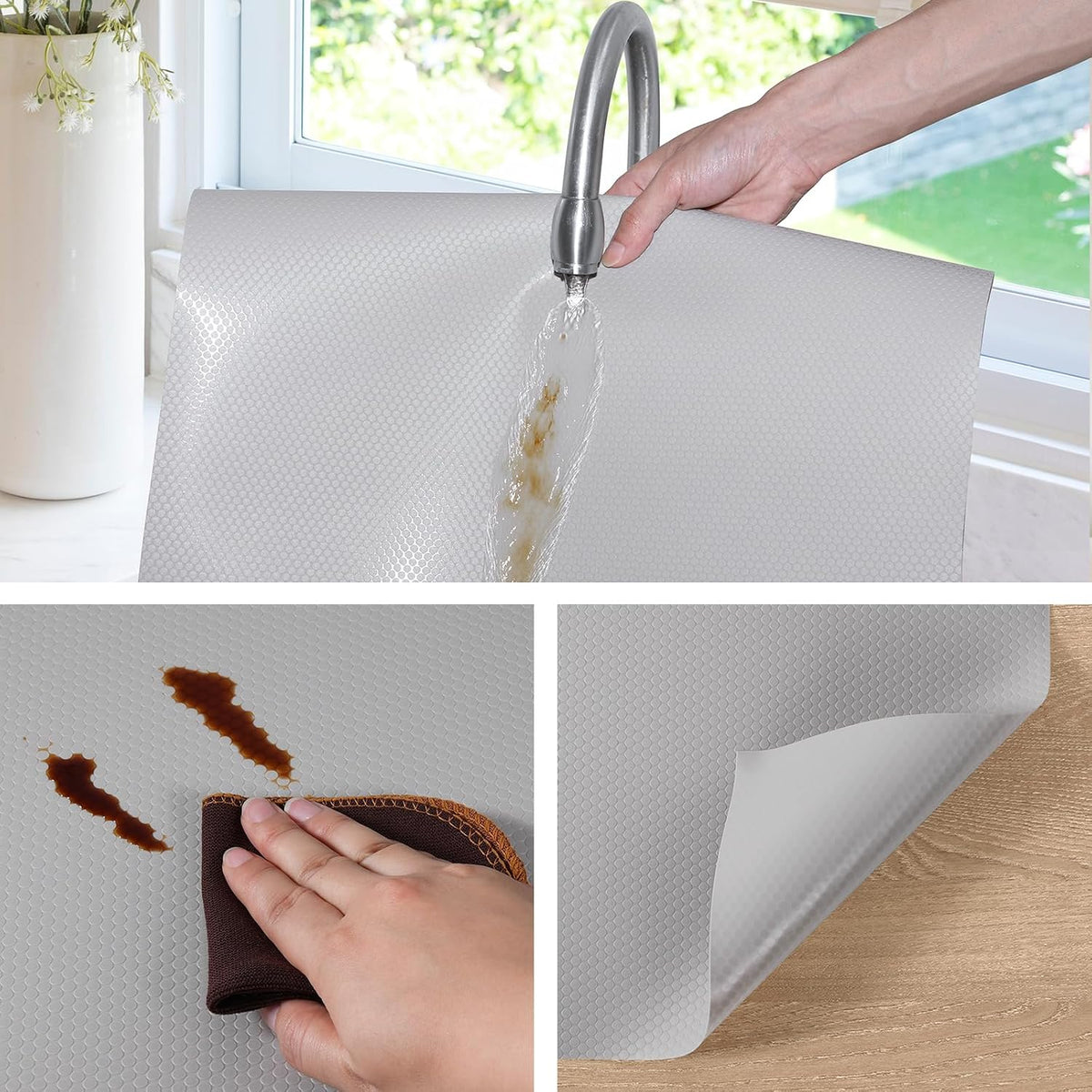 Shelf Liner Non Adhensive,Kitchen Cabinet Drawer Mat Black 11.8"× 59"