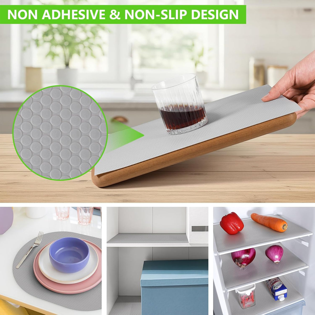 Shelf Liner Non Adhensive,Kitchen Cabinet Drawer Mat Black 11.8"× 59"