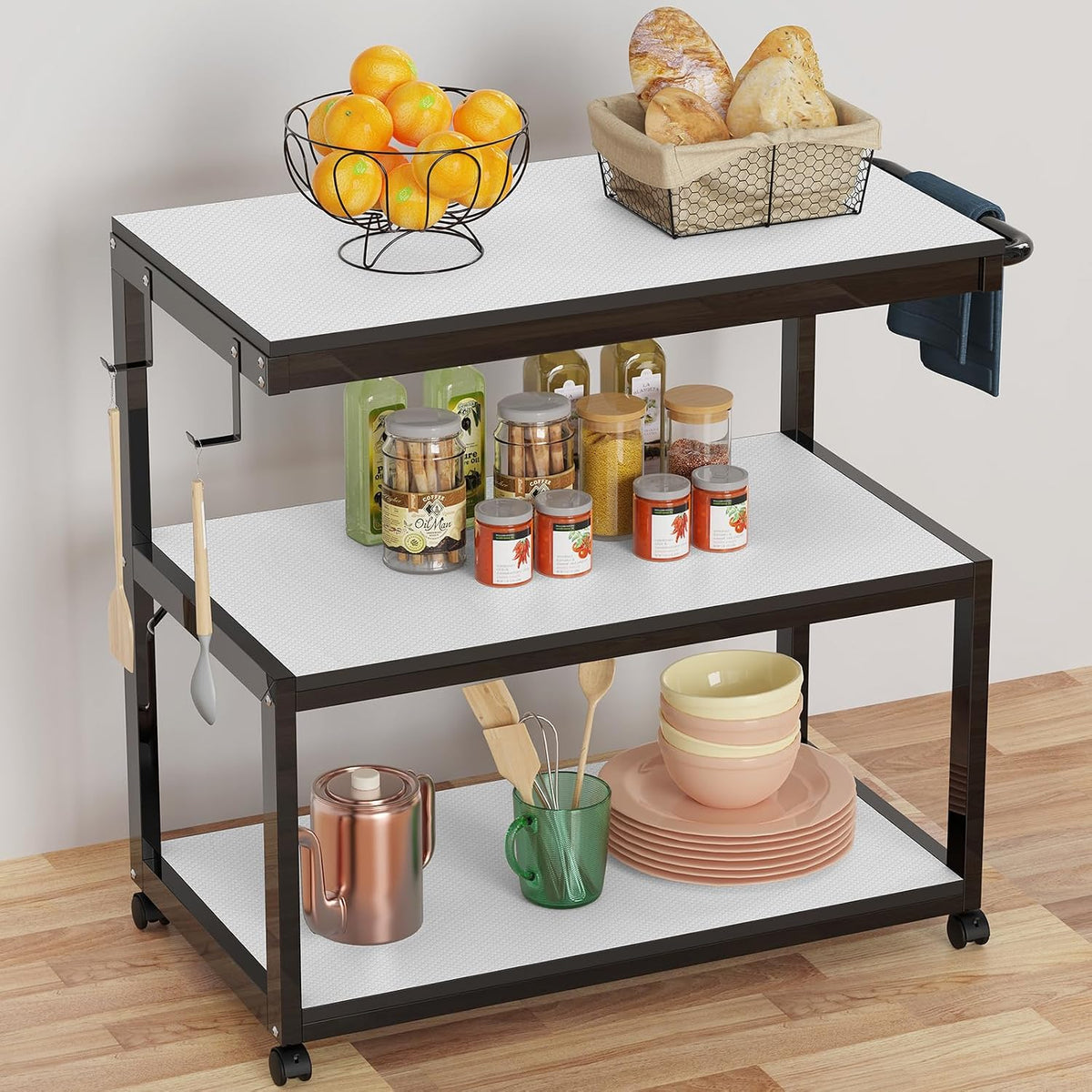 Shelf Liner Non Adhensive,Kitchen Cabinet Drawer Mat Black 11.8"× 59"