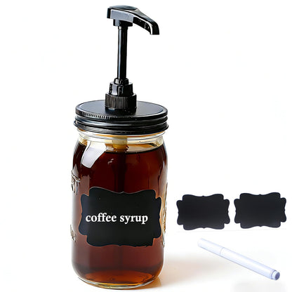 32 oz Mason Syrup Sauce Honey Dispenser Pump Bottle 1 Quart Wide Mouth Glass Coffee Syrup Condiment Ketchup Container For mayo, maple syrup, mustard, salad dressing Food Grade Airtight & Leak-Proof