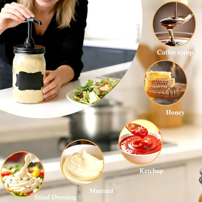 32 oz Mason Syrup Sauce Honey Dispenser Pump Bottle 1 Quart Wide Mouth Glass Coffee Syrup Condiment Ketchup Container For mayo, maple syrup, mustard, salad dressing Food Grade Airtight & Leak-Proof