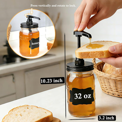 32 oz Mason Syrup Sauce Honey Dispenser Pump Bottle 1 Quart Wide Mouth Glass Coffee Syrup Condiment Ketchup Container For mayo, maple syrup, mustard, salad dressing Food Grade Airtight & Leak-Proof