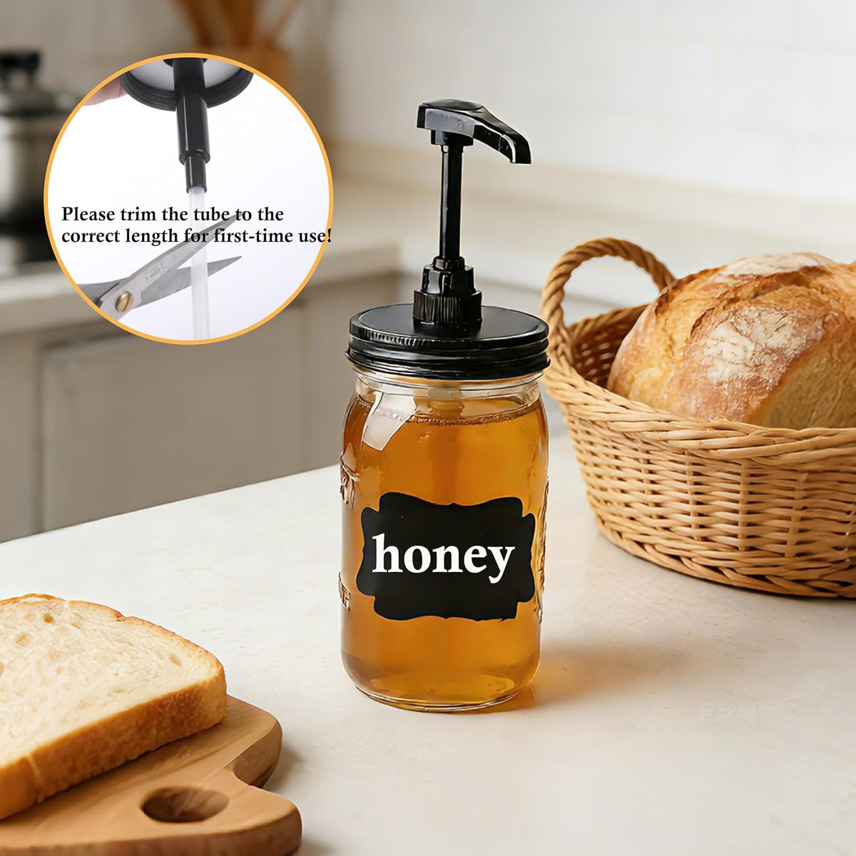 32 oz Mason Syrup Sauce Honey Dispenser Pump Bottle 1 Quart Wide Mouth Glass Coffee Syrup Condiment Ketchup Container For mayo, maple syrup, mustard, salad dressing Food Grade Airtight & Leak-Proof