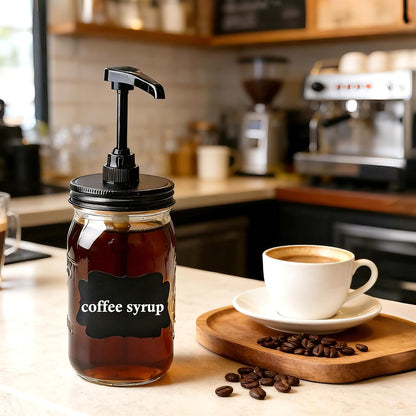 32 oz Mason Syrup Sauce Honey Dispenser Pump Bottle 1 Quart Wide Mouth Glass Coffee Syrup Condiment Ketchup Container For mayo, maple syrup, mustard, salad dressing Food Grade Airtight & Leak-Proof