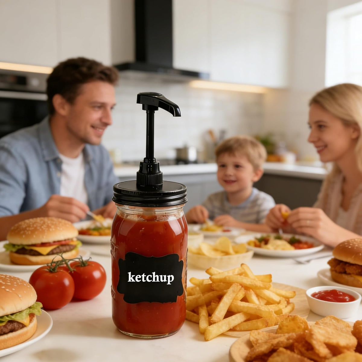 32 oz Mason Syrup Sauce Honey Dispenser Pump Bottle 1 Quart Wide Mouth Glass Coffee Syrup Condiment Ketchup Container For mayo, maple syrup, mustard, salad dressing Food Grade Airtight & Leak-Proof