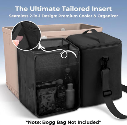 Bogg Bag Cooler Insert, 2-in-1 Insulated Cooler & Mesh Organizer for Large Bogg Bag, Leakproof PEVA Cooler Bag with Strap, Large Rubber Beach Bag Accessories for Beach, Pool, Camping & Travel