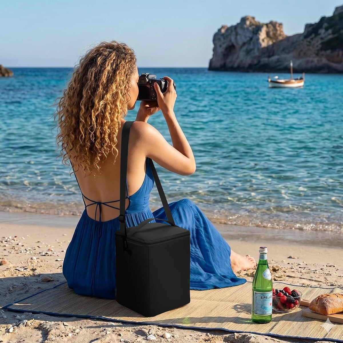 Bogg Bag Cooler Insert, 2-in-1 Insulated Cooler & Mesh Organizer for Large Bogg Bag, Leakproof PEVA Cooler Bag with Strap, Large Rubber Beach Bag Accessories for Beach, Pool, Camping & Travel