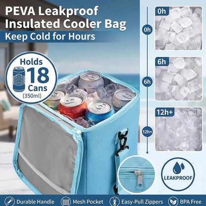 Bogg Bag Cooler Insert, 2-in-1 Insulated Cooler & Mesh Organizer for Large Bogg Bag, Leakproof PEVA Cooler Bag with Strap, Large Rubber Beach Bag Accessories for Beach, Pool, Camping & Travel
