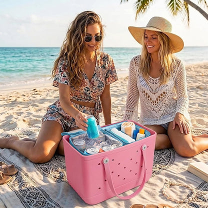 Bogg Bag Cooler Insert, 2-in-1 Insulated Cooler & Mesh Organizer for Large Bogg Bag, Leakproof PEVA Cooler Bag with Strap, Large Rubber Beach Bag Accessories for Beach, Pool, Camping & Travel