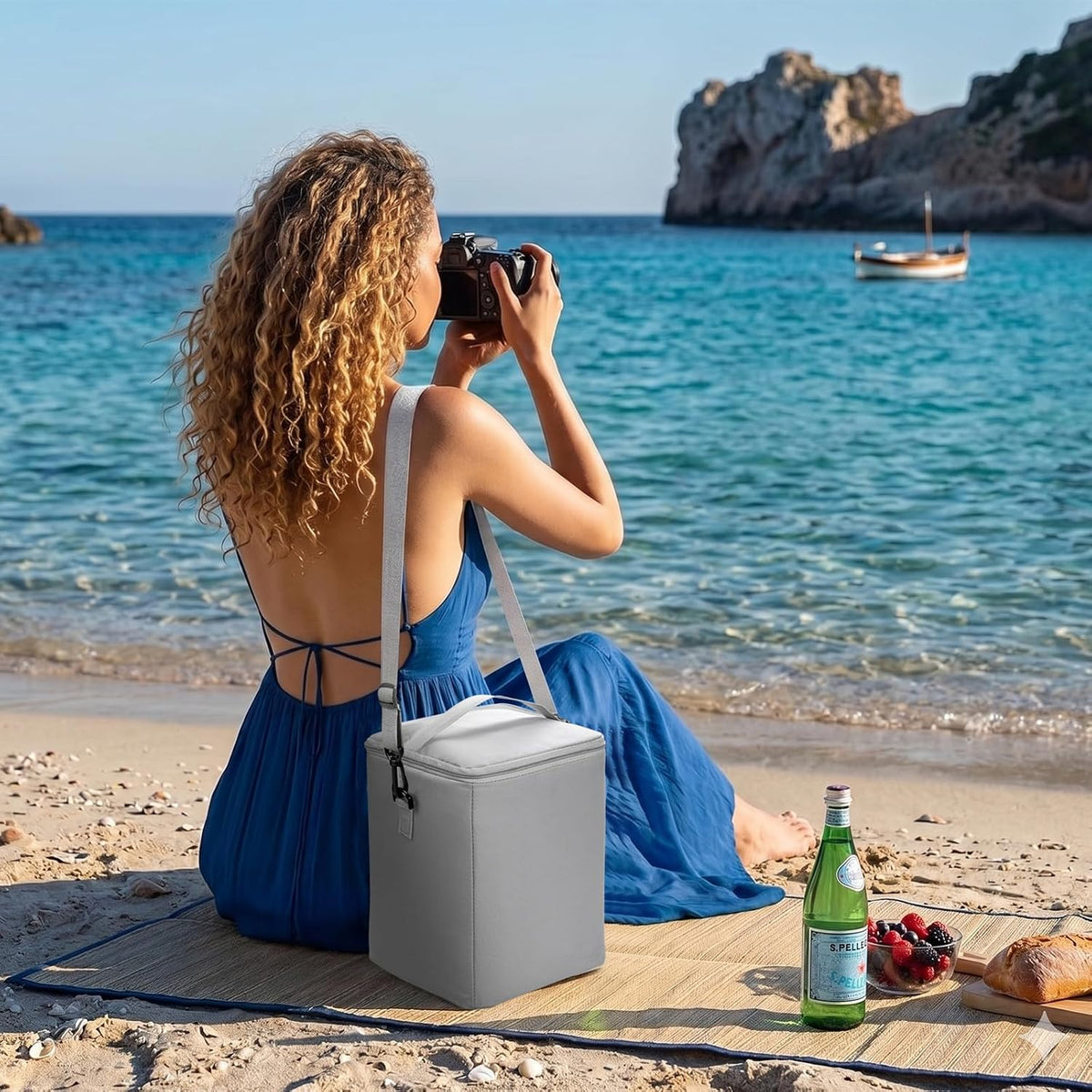 Bogg Bag Cooler Insert, 2-in-1 Insulated Cooler & Mesh Organizer for Large Bogg Bag, Leakproof PEVA Cooler Bag with Strap, Large Rubber Beach Bag Accessories for Beach, Pool, Camping & Travel