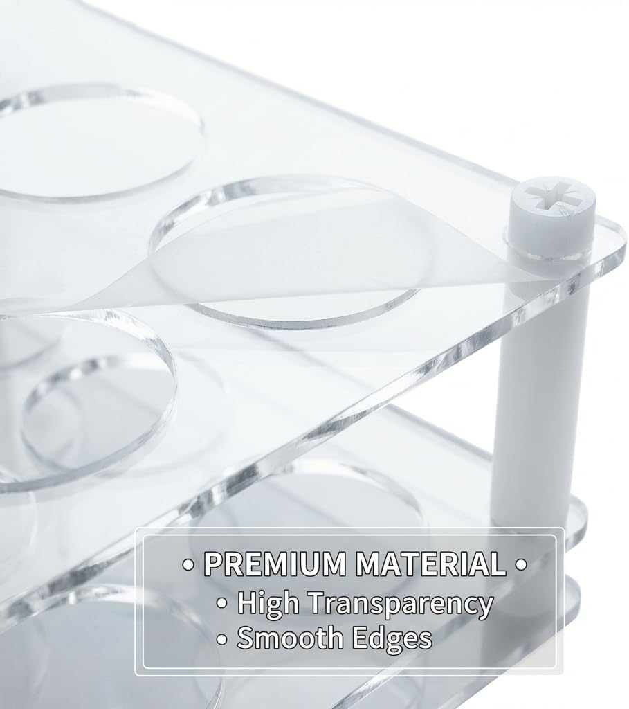 2 Pack 12 Hole 3×4 Acrylic Roller Bottle Organizer, Crystal Clear Essential Oil Holder, DIY Easy Assembly, 3mm Thick, Space Saving for Bathroom Vanity & Bedroom Dresser, Fits 10ml Roller Bottles