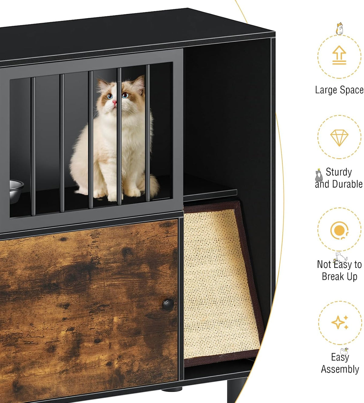 Dog Proof Cat Feeding Station, Cat Feeding Station, Pet Food Storage, Black