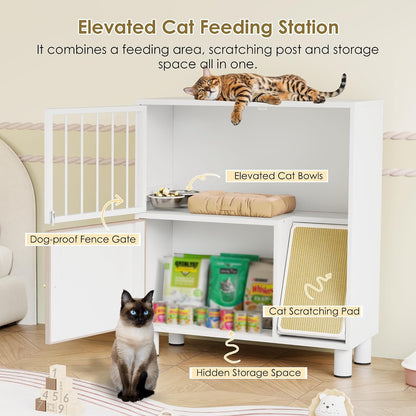 Dog Proof Cat Feeding Station, Cat Feeding Station, Pet Food Storage, Black