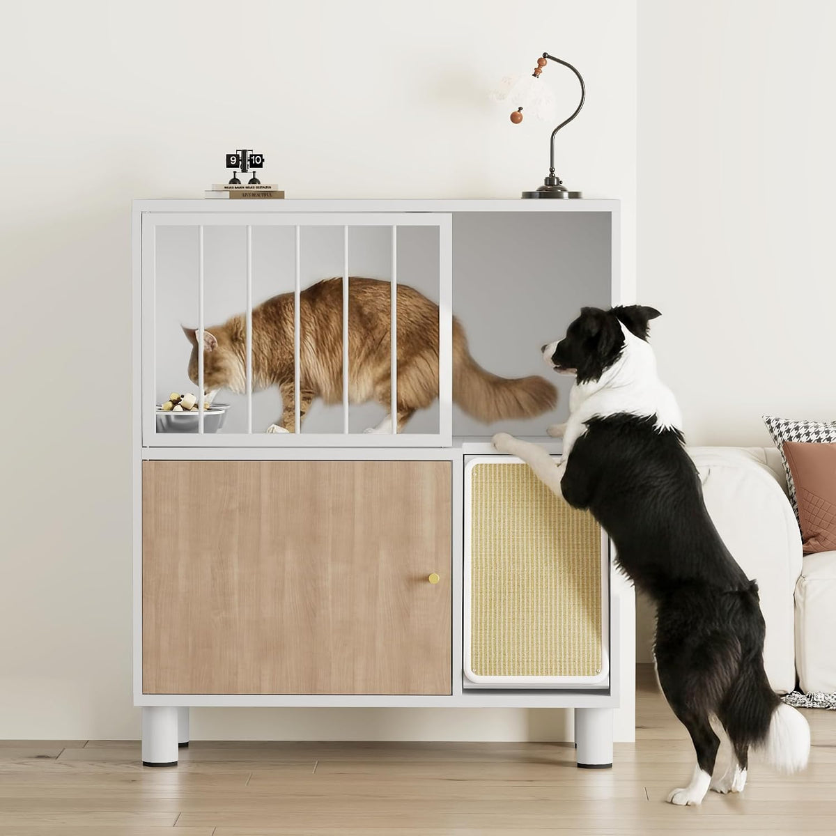 Dog Proof Cat Feeding Station, Cat Feeding Station, Pet Food Storage, Black