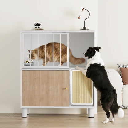 Dog Proof Cat Feeding Station, Cat Feeding Station, Pet Food Storage, Black