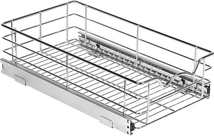 Pull Out Cabinet Organizer, Pantry Drawer, 30"W x 21"D x 5"H | Heavy-Duty Full-Extension, Roll Out Shelf for Pots, Pans & Under Sink Storage, Chrome, Require a 30.25"W Cabinet Opening
