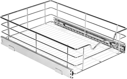 Pull Out Cabinet Organizer, Pantry Drawer, 30"W x 21"D x 5"H | Heavy-Duty Full-Extension, Roll Out Shelf for Pots, Pans & Under Sink Storage, Chrome, Require a 30.25"W Cabinet Opening