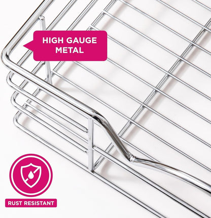 Pull Out Cabinet Organizer, Pantry Drawer, 30"W x 21"D x 5"H | Heavy-Duty Full-Extension, Roll Out Shelf for Pots, Pans & Under Sink Storage, Chrome, Require a 30.25"W Cabinet Opening
