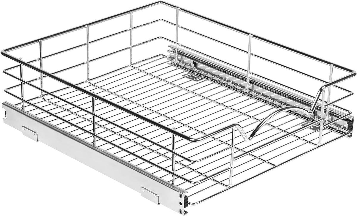 Pull Out Cabinet Organizer, Pantry Drawer, 30"W x 21"D x 5"H | Heavy-Duty Full-Extension, Roll Out Shelf for Pots, Pans & Under Sink Storage, Chrome, Require a 30.25"W Cabinet Opening