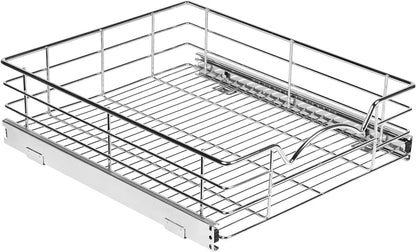 Pull Out Cabinet Organizer, Pantry Drawer, 30"W x 21"D x 5"H | Heavy-Duty Full-Extension, Roll Out Shelf for Pots, Pans & Under Sink Storage, Chrome, Require a 30.25"W Cabinet Opening